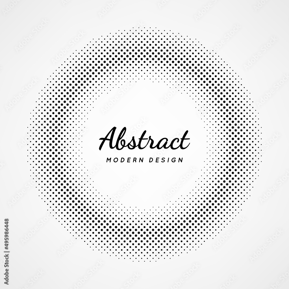 Poster circular dot frame. circle faded dots. round border with effect halftone. modern pattern. futuristic