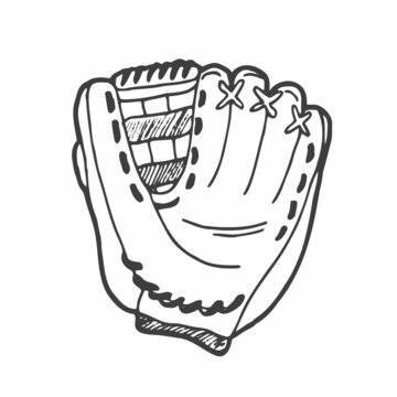 Hand drawn doodle sketch of baseball glove. Cartoon style drawing, for posters, decoration and print