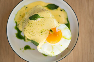 scrambled eggs breakfast with turkey meat