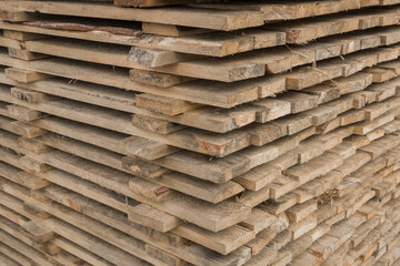 Wood stack storage of timber materials and lumber pile industry