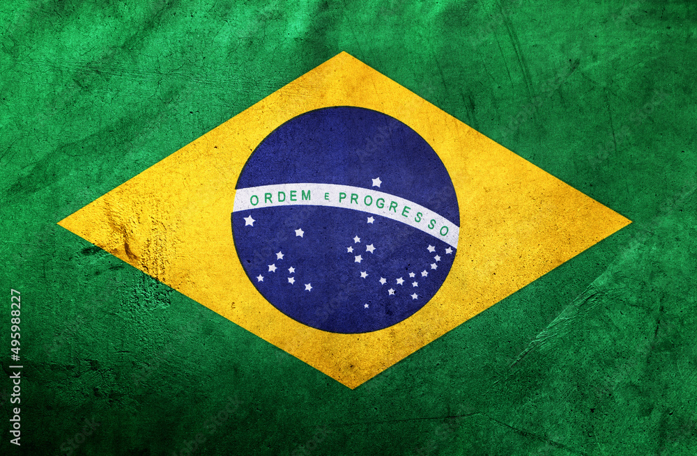 Sticker Closeup of grunge Brazilian flag 