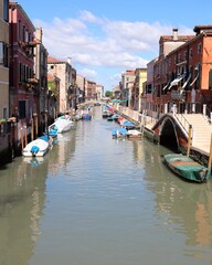 Navigable canal in Venice in Italy