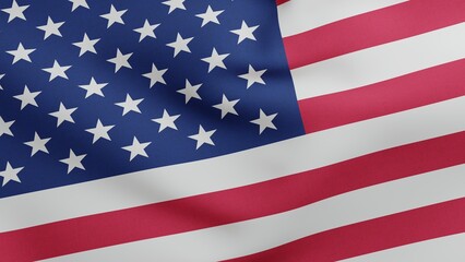 National flag of United States of America 3D Render, American or U.S. flag textile, USA flag uncle sam or big brother