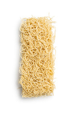 Instant noodles. Uncooked chinese noodles isolated on white background.