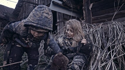 Children without a home, apocalypse, war