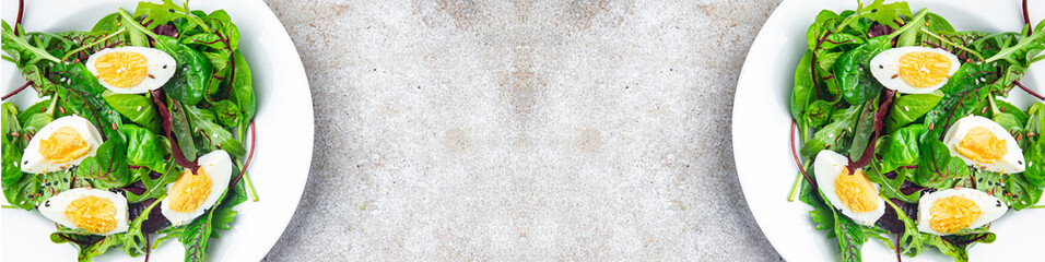 green salad egg leaves mix fresh lunch diet meal food snack on the table copy space food background 