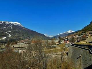 Briançon highest city in France at an altitude of 1,326 metres  Fortifications of Vauban UNESCO World Heritage strongly fortified town, built by Vauban to defend the region from Austrians in the 17th  - obrazy, fototapety, plakaty