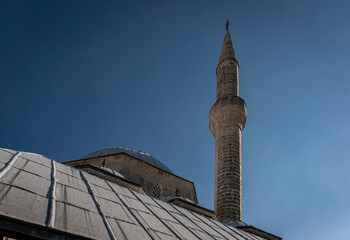 Minaret and Dome roof of the Koski Mehmed Pasha Mosque in the city of Mostar, Bosnia & Herzegovina