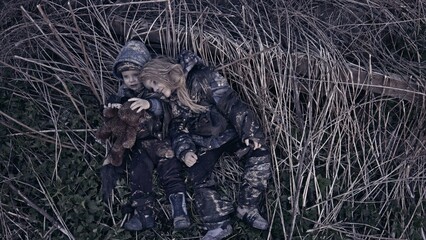 Children without a home, apocalypse, war