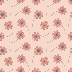 Pink gray flower fantasy trending organic seamless pattern, wallpaper wrapping textile design