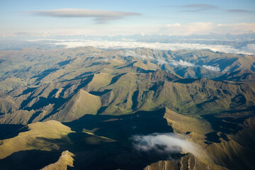 Aerial view of Peruvian mountain range.