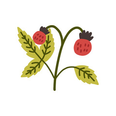 Summer strawberries doodle. Vector art hand drawn naive cute nature clipart