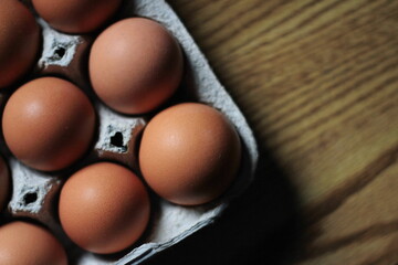 chicken eggs in the ovary box, protein food, yellow-orange chicken eggs