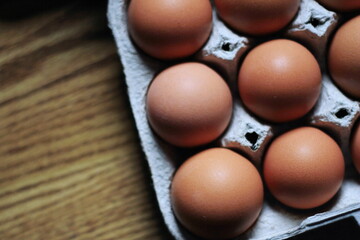 chicken eggs in the ovary box, protein food, yellow-orange chicken eggs