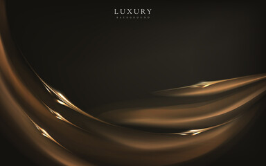 Gold silk, luxury scene, mockup. Elegant premium royal background with wavy gold. 