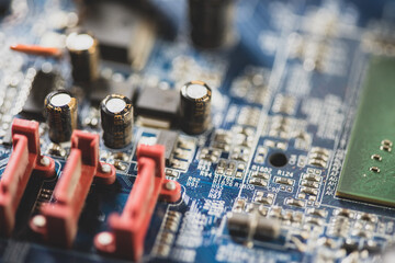 Computer electronics manufacturing industry, motherboard complex circuitry, generic circuit board...