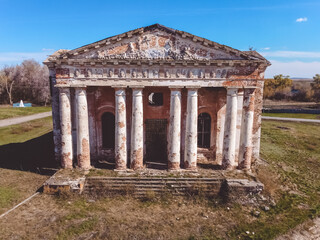 Fototapeta premium abandoned Orthodox church, abandoned temple with columns