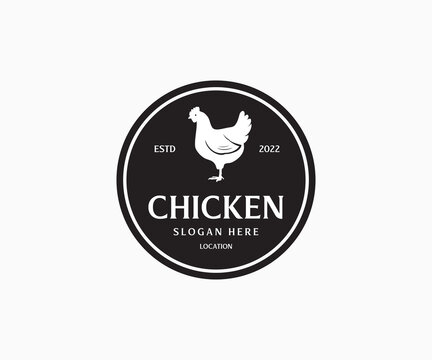 Chicken Logo Design Vector Illustration Isolated on White Background.