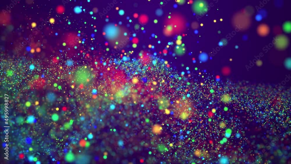 Poster awesome bg with magic particles fly in air, bokeh effects, dof. glowing multi-colored particles circ