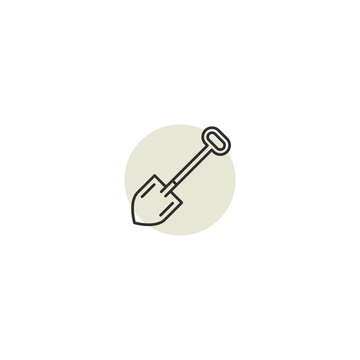 recommend clip art: Shovel line icon. Handle shovel tool garden digger
