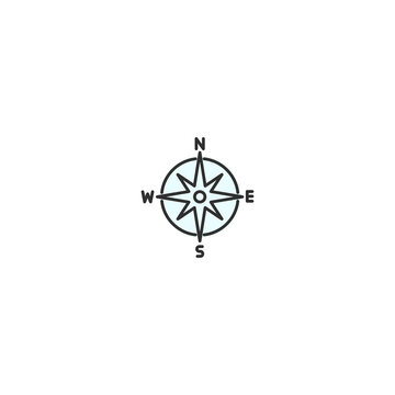 Compass rose line icon. Navigation star cartography azimuth
