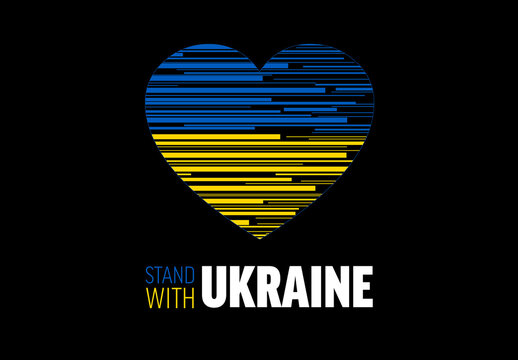 Stand with Ukraine Conceptual Illustration Symbol Layout with Heart