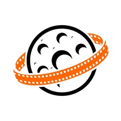 Moon and film roll vector logo icon