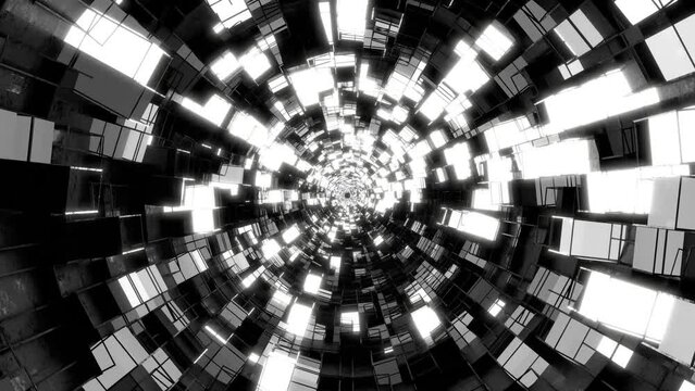 VJ トンネル キューブ サイバー空間 デジタル 白黒 [ループ対応] [別Verあり]