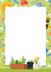 Garden spring To do planner vector template. Daily check list. Organizer and schedule with place for Notes. Vector illustration with spring gardening element and tools. Cute and trendy