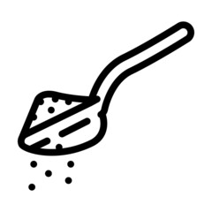 spoon with powder line icon vector. spoon with powder sign. isolated contour symbol black illustration