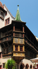 Turret Of The Maison Pfister House In Colmar Alsace France On A Beautiful Sunny Spring Day With A Clear Blue Sky © Joerg