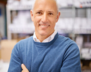 I run my company with a smile. Closeup portrait of a smiling businessman in an office.