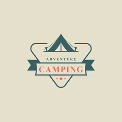 Vintage Retro Badge Camping and Outdoor Adventure Typography Logo Vector Design Inspiration