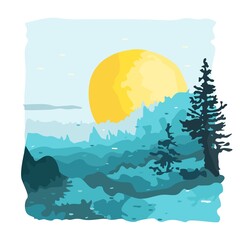 Vector illustration of vintage seascape painting 