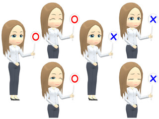 [OK NG B] Caucasian Woman shirts straight hair oblique angle