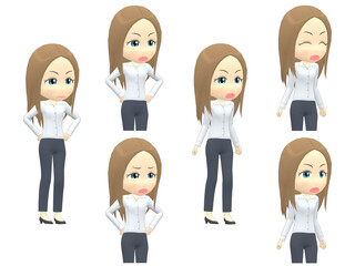 [Angry A] Caucasian Woman shirts straight hair oblique angle