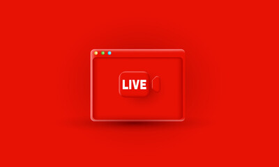 3d live streaming monitor social media minimal icon