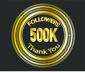 500k followers celebration design with golden numbers. Vector illustration 