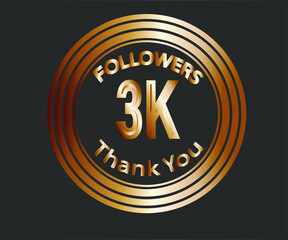 3k followers celebration design with bronze numbers. vector illustration