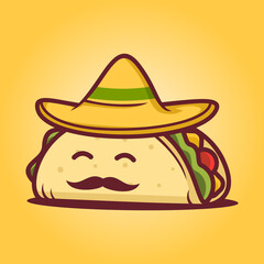 Taco wearing sombrero logo template