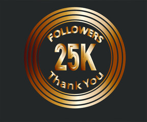 Fototapeta na wymiar 25k followers celebration design with bronze numbers. vector illustration