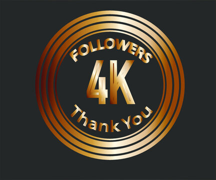 4k followers celebration design with bronze numbers. vector illustration