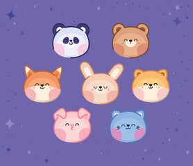 Fototapeta premium kawaii animals group