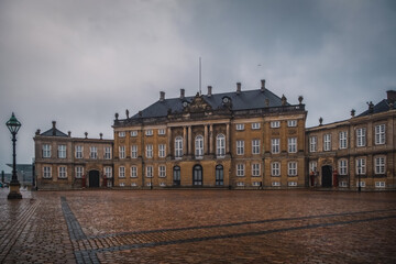 Fototapeta na wymiar Copenhagen, Denmark - November 2021: Amalienborg Palace, residence of the Danish royal family.