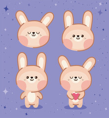 four bunnies group