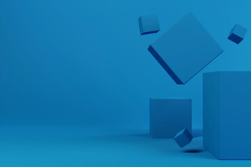 Cube minimalistic 3D render. Abstract background, monochromatic design.