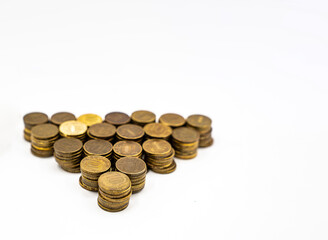 Russian rubles of various denominations on a white background