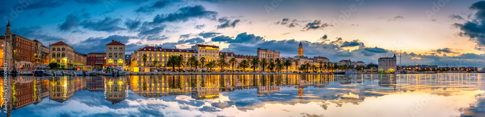 Canvas Prints panorama of split at blue hour, croatia