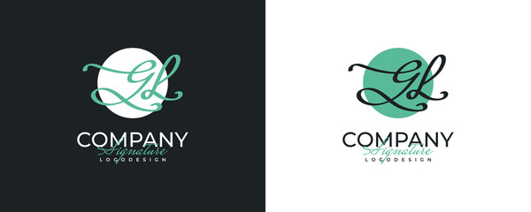 Initial G and L Logo Design in Elegant and Minimalist Handwriting Style. GL Signature Logo or Symbol for Wedding, Fashion, Jewelry, Boutique, and Business Identity © WzKz