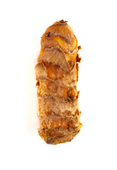 Single Turmeric Root on a White Background